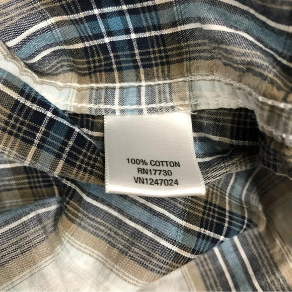 Converse One Star Plaid Long Sleeve Button down shirt Navy/Tan EUC Men’s Size XL - Picture 5 of 5